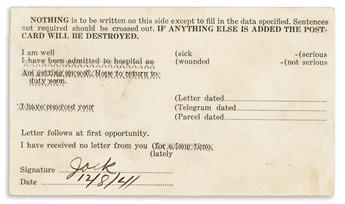 (WORLD WAR TWO.) Extensive correspondence of Ensign John P. Howatt, one of the few survivors of the USS Arizona at Pearl Harbor.